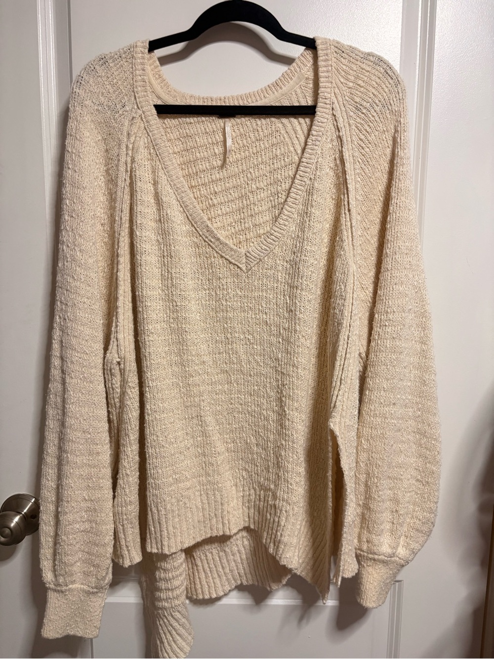V-Neck Free People Oversized Sweater - Cream